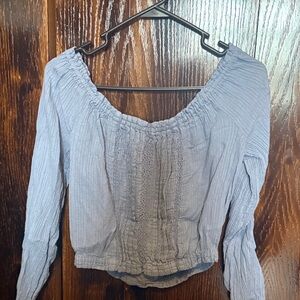 Aeropostale Light Blue Smocked Blouse